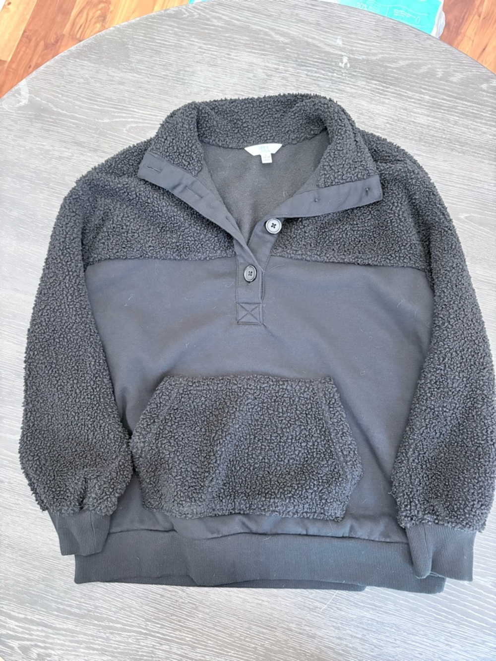 Time and Tru Black Sherpa Pullover Sweater